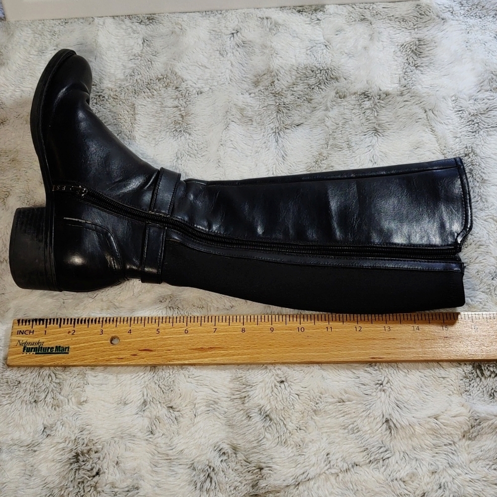 Franco Sarto Women's All Black Faux Leather and Fabric Long Boots Size 7.5M - Picture 12 of 16